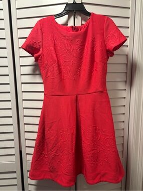 Just...Taylor Red Textured Fit-and-Flare Dress